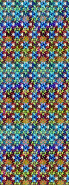 Mavi ve kahverengi renkte çiçekler. Küçük çiçekteki sevimli çiçek deseni. Raster illüstrasyonu.