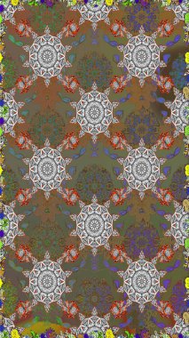 Kusursuz bir arka plan modeli. Raster - stok. Suluboya, elle çizilmiş. Vadinin çiçekleri kahverengi ve gri renklerde.