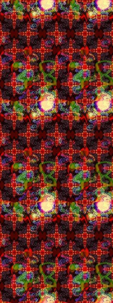 Raster çiçek izi. Çiçeksel kahverengi ve kırmızı çizim deseni. Klasik taslak çizimi.