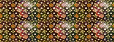 Raster illüstrasyonu. Kahverengi ve gri renkli çiçekler. Tropikal çizim çiçek deseni.