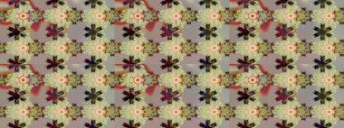 Renkli Bahar Teması eskiz kalıbı. Raster Şirin kumaş deseni. Eskiz klasiği. Düz Çiçek Elementleri Tasarımı.