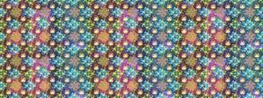 Raster illüstrasyonu. Mavi ve kahverengi renkli güzel bir tekstil. Suluboya çiçekli çiçek deseni.