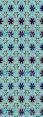 Güzel kumaş deseni. Raster illüstrasyonu. Raster illüstrasyonundaki çiçek desenli çizim. Mavi ve nötr renklerde.