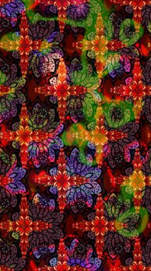 Siyah ve kahverengi renkte çiçekler. Raster illüstrasyonunda çiçek deseni çizimi.