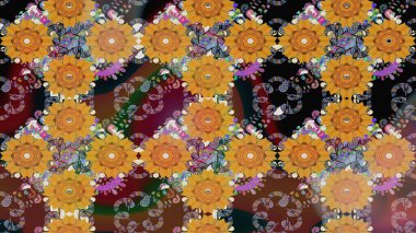 Elle boyanmış suluboya resim çizimleri, çiçekler ve bitkiler. Kahverengi renkte çiçekler.