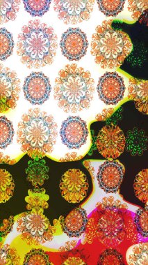 Taslak desenli, modaya uygun kumaş deseni. Düz Çiçek Elementleri Tasarımı. Raster illüstrasyonu. Renkli Bahar Teması eskiz kalıbı. Şirin çiçek elementleri..