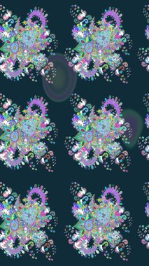 Çiçek desenli eskiz. Mavi renkli çiçekler. Tişört baskısı için çiçek boyama rasteriName.