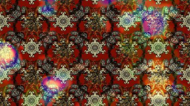 Üzerinde gelincikler ve vadi zambakları olan renkli çiçek desenli nakış deseni. Tekstil tasarımı için kahverengi renkli geleneksel halk çiçekleri buketi.