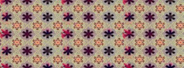 Bej ve nötr renklerde etnik çiçekli zarif eskiz deseni. Asya Tekstil 'inde Raster Çiçek İllüstrasyonu.