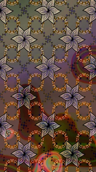 Kahverengi ve gri renkli çiçekler. Raster düz çiçek çizim deseni. Tasarım hediye paketi, tebrik kartları, posterler ve afiş tasarımı.