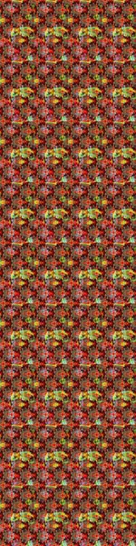 Üzerinde gelincikler ve vadi zambakları olan renkli çiçek desenli nakış deseni. Tekstil tasarımı için kırmızı ve siyah renkli geleneksel halk çiçekleri buketi.