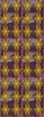 Raster illüstrasyonu. El çizimi çiçekli soyut çizim kalıbı. Kahverengi ve yeşil renkte çiçekler.