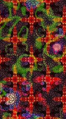 Düz Çiçek Elementleri Tasarımı. Süslü kumaş deseni. Raster illüstrasyonundaki çiçek desenli çizim. Renkli Bahar Teması çizim şablonu.