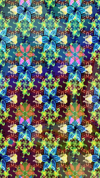 Renkli Yaz Temalı eskiz kalıbı. Modaya uygun kumaş deseni. Sevimli çiçek raster deseni. Düz Çiçek Elementleri Tasarımı.