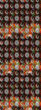 El çizimi çiçek çizimi deseni (fayans). Şirin çiçekli, desenli, kahverengi ve siyah renkli renkli bir eskiz. Tekstil için suluboya çizim deseni.