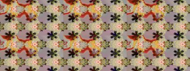 Raster. Bej ve gri renkli güzel çiçekli çizim deseni, suluboya çiçek deseni, duvar kağıdı, kart veya kumaş için fayanslı..