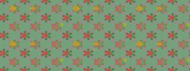 Sevimli çiçek raster deseni. Yeşil ve gri renkli çiçekler. Düz Çiçek Elementleri Tasarımı. Renk Bahar Teması eskiz şablonu.