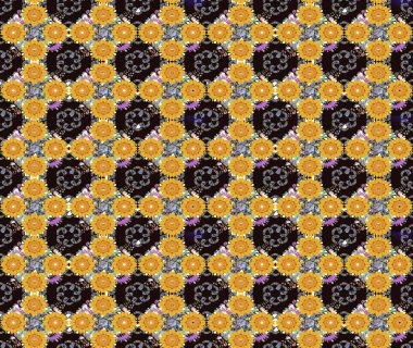 Sarı renklerde. Raster illüstrasyonu. Sarı renkli sarı papatya deseni.