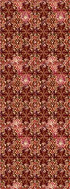 Antika altın tekrarlanabilir duvar kağıdı. Damask pürüzsüz yineleme kalıbı. Barok tarzında altın çiçekli süs. Kahverengi ve kırmızı renklerde altın element.