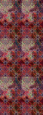 Çiçekli karalama şeklinde Raster çiçek deseni. Kahverengi ve kırmızı renkte çiçekler. Yumuşak, bahar çiçekli arka plan.