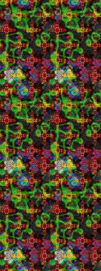 Raster illüstrasyonu. Yeşil ve siyah kıvırcık çiçekler yeşil ve siyah renklerde şekillenir. Klasik çiçek tasarım elementleri.