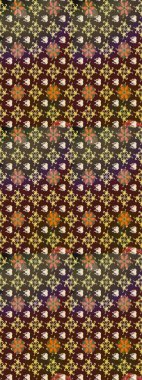 Raster illüstrasyonundaki çiçek desenli çizim. Çiçekler suluboya tarzında kahverengi ve mor renkte.