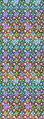 Raster illüstrasyonundaki çiçek desenli çizim. Mavi ve kahverengi renkte çiçekler.