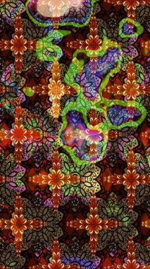 Tekstil için suluboya eskiz deseni. El çizimi çiçek çizimi deseni (fayans). Şirin çiçekli, desenli, kahverengi ve siyah renkli çizim deseni.