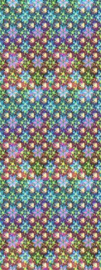 Raster illüstrasyonundaki çiçek desenli çizim. Mavi ve kahverengi renkte çiçekler.