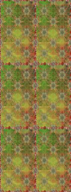 Raster illüstrasyonu. Çiçek süsü ile kusursuz desen. Yeşil ve kahverengi renkte çiçekler.