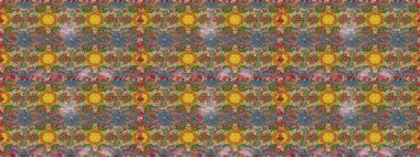 Düz Çiçek Elementleri Tasarımı. Renkli Yaz Temalı eskiz kalıbı. Raster Illustrasyon 'daki Çiçek Deseni' nin son moda çizimi. Güzel kumaş deseni.