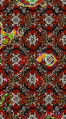 Çiçekli karalama şeklinde Raster çiçek deseni. Nazik, sevimli çiçek arkaplanı. Kahverengi ve kırmızı renkte çiçekler.