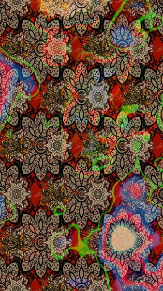 Küçük çiçekteki sevimli çiçek deseni. Kahverengi ve bej renkli çiçekler.