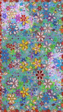 Beautiful fabric pattern. Raster illustration. Cute seamless floral print with spring flowers.