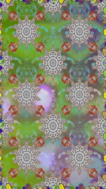 Yeşil ve gri renkli çiçekler. Küçük çiçekte sevimli çiçek deseni var..