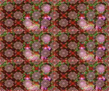 Raster illüstrasyonu. Kusursuz dekoratif arka plan, çiçek mandala. Çiçek. Kahverengi ve nötr renklerde.