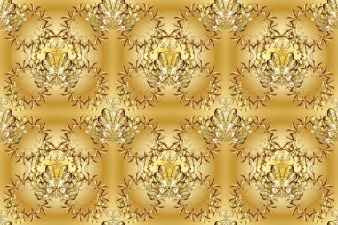 Geleneksel klasik altın desen. Barok tarzında kusursuz bir doğulu süsü. Sarı ve bej renklerde altın desenli altın elementler. Raster doğulu süsü.