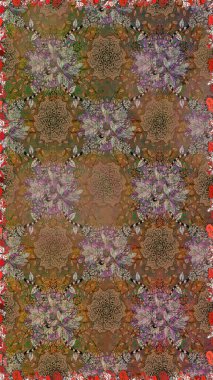 Raster illüstrasyonu. Çiçek deseni. Renkli Bahar Temalı Kusursuz Arkaplan. Düz Çiçek Elementleri Tasarımı. Kusursuz Chichi kumaş deseni..