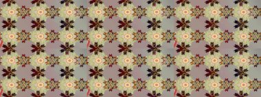 Renkli Bahar Teması eskiz kalıbı. Raster illüstrasyonundaki çiçek desenli çizim. Güzel kumaş deseni. Düz Çiçek Elementleri Tasarımı.