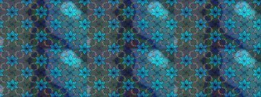 Renkli Bahar Teması eskiz kalıbı. Raster Modaya uygun kumaş deseni. Mavi ve gri renkli şirin çiçek desenleri. Düz Çiçek Elementleri Tasarımı.