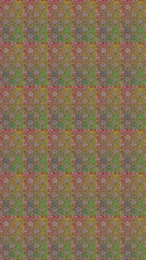 Kahverengi ve yeşil kıvırcık çiçekler kahverengi ve yeşil renklerde şekillenir. Raster illüstrasyonu. Klasik çiçek tasarım elementleri.