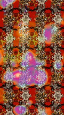 Çiçekli karalama şeklinde Raster çiçek deseni. Yumuşak, bahar çiçekli arka plan. Kahverengi ve bej renkli çiçekler.