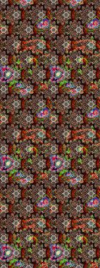 Taslak süsleme izi. Sınır Kızılderili çiçekli paisley patten. Etnik Mandala havlusu. Tebrik kartı geçmişi, boyama kitabı, arkaplan ve tekstil için kullanılabilir. Raster Henna tarzı.