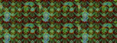 Çiçeksel çizim kalıbının yansıması. Vadinin çiçekleri yeşil ve kahverengi renklerde.