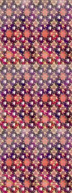 Raster illüstrasyonundaki çiçek desenli çizim. Mor ve bej renkte çiçekler.