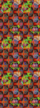 Nazik romantik baskı. Kırmızı ve kahverengi renkte çiçekler. Bahar mevsimi. Raster güzel bir çiçek deseni çizmiş. Tatil havası..