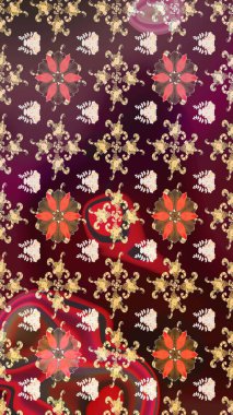 Küçük çiçekteki sevimli çiçek deseni. Kahverengi ve bej renkli çiçekler.