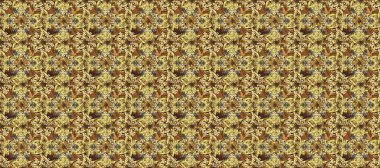 Geleneksel oryantasyon süsü. Raster illüstrasyonu. Klasik raster altın desenli. Klasik klasik klasik arka plan. Altın elementlerle kahverengi ve sarı renklerde desen.