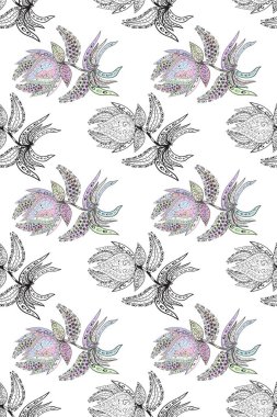 Renkli Yaz Temalı Kusursuz Arkaplan. Güzel, pürüzsüz bir desen. Düz Çiçek Elementleri Tasarımı. Yazdır. Güzel kumaş deseni. Raster çiçekli arka plan.