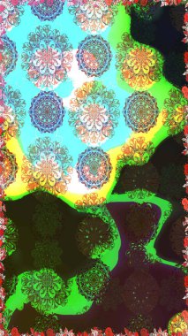 Düz Çiçek Elementleri Tasarım Raster illüstrasyonu. Çiçekli çiçek deseni, suluboya. Gri ve yeşil renkli çiçekler. Renkli Bahar Teması çizim şablonu.